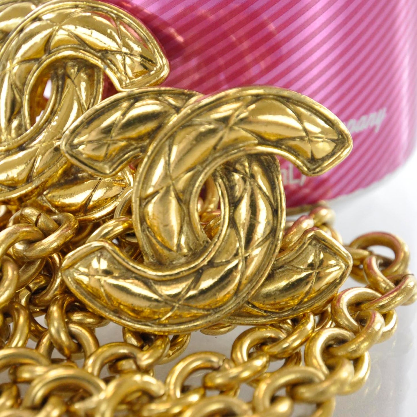 Chain Quilted CC Belt Gold