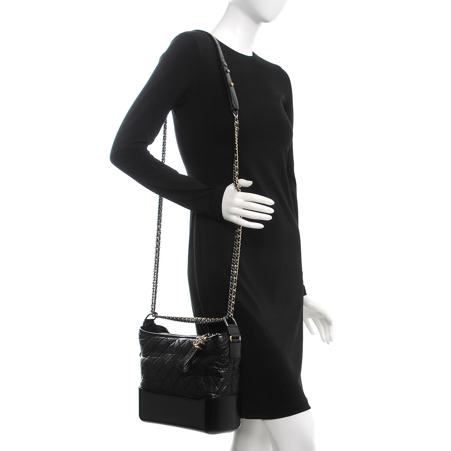 Chanel Aged Calfskin Quilted Medium Gabrielle Hobo Black 3 of 10