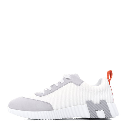 Hermes Technical Canvas Suede Goatskin Bouncing Sneakers 38 White Multicolor 1 of 8