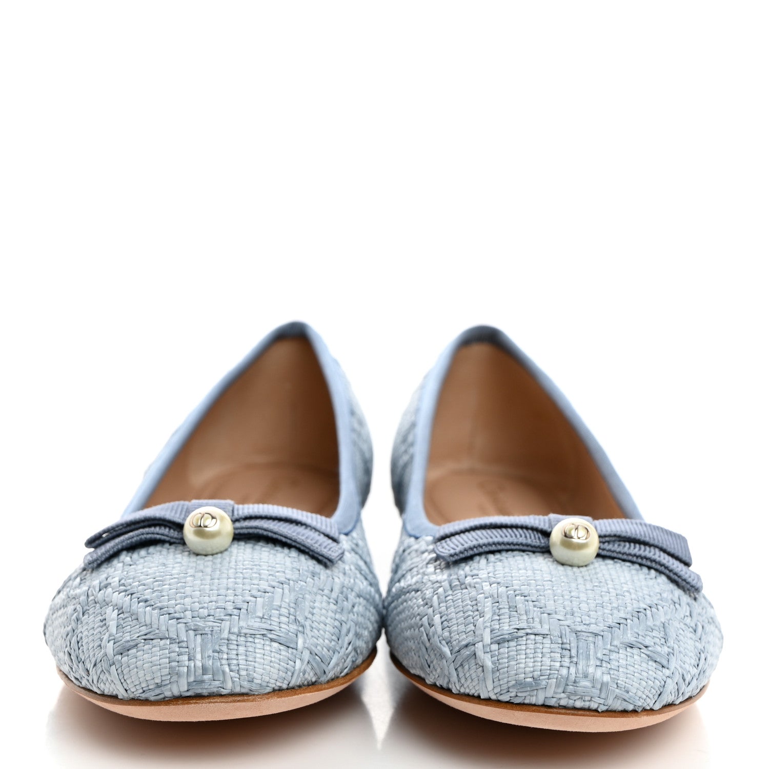 Christian Dior Raffia Cannage Ballet Flat 40.5 Bleu Pastel 2 of 9