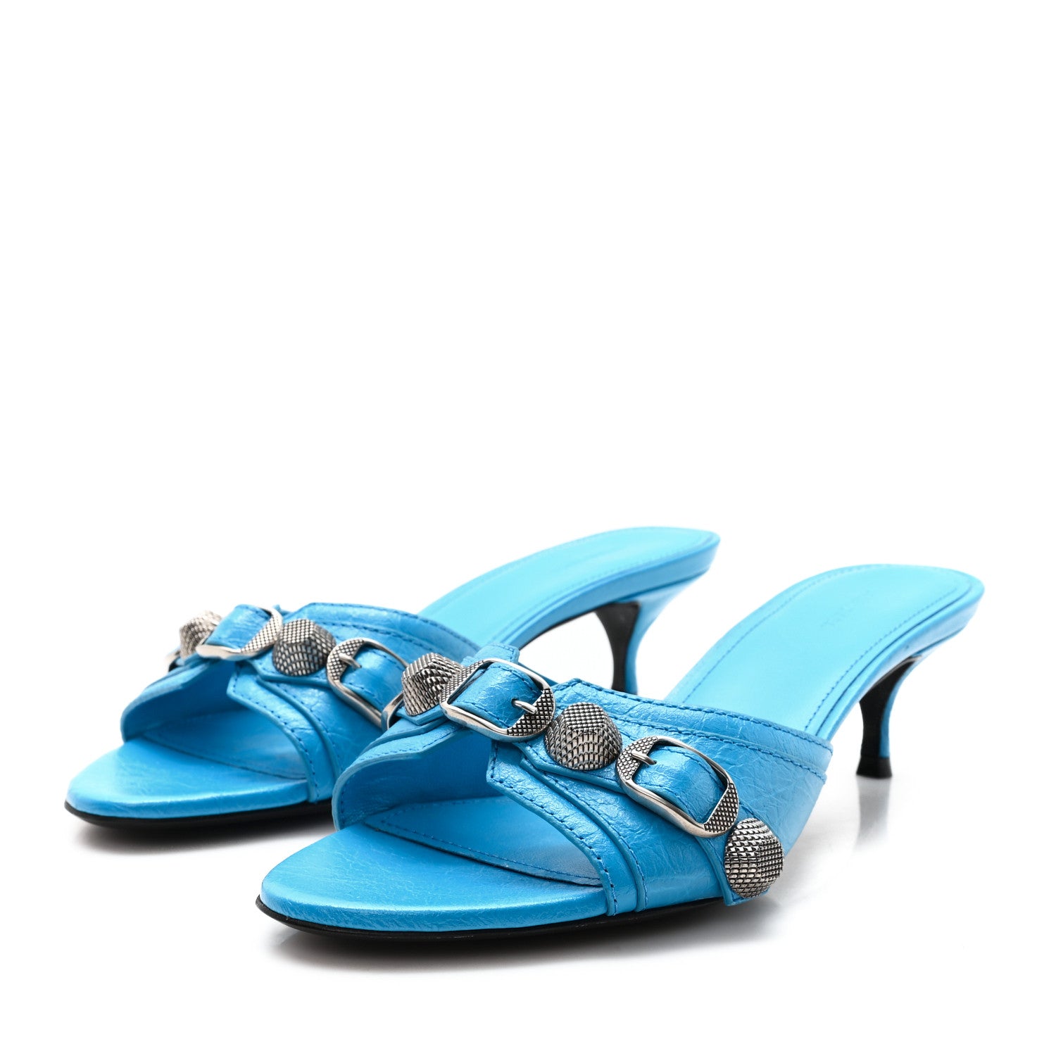 Balenciaga Agneau Arena Cagole 50mm Slide Sandals 36 Cyan 4 of 9