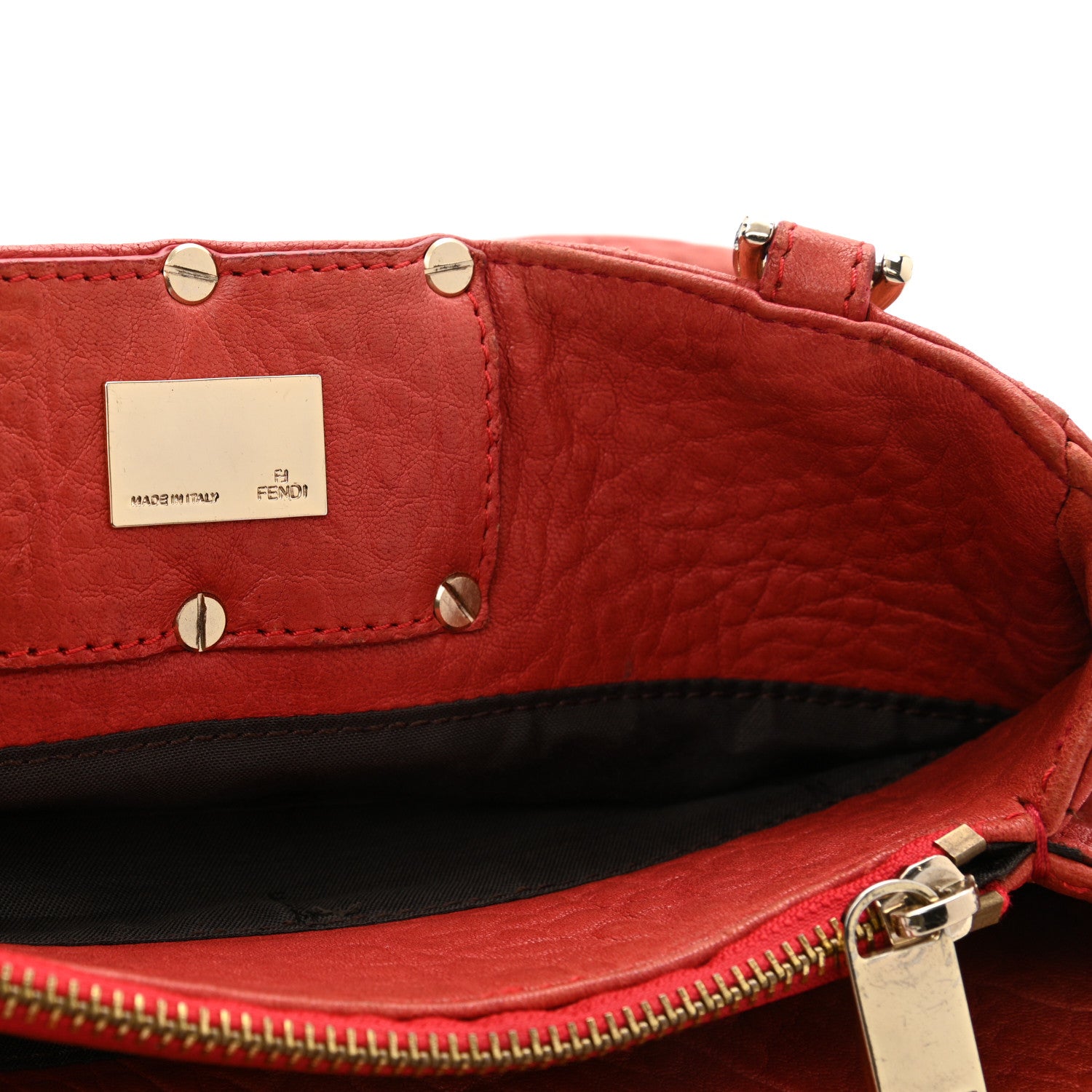 Fendi Crinkled Lambskin Small Mia Tote Red 6 of 11