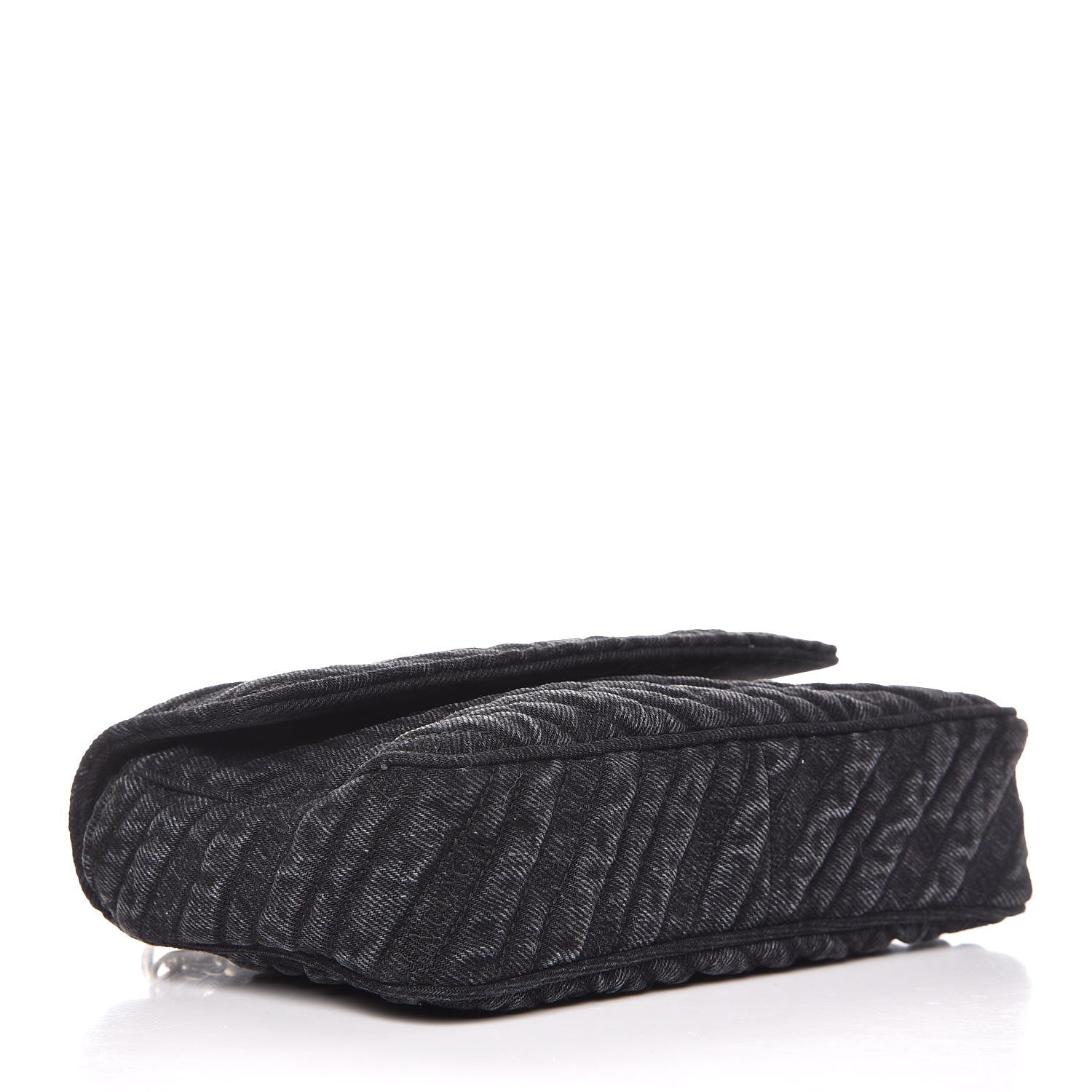 Balenciaga Destroyed Denim Jacquard Logo Matelasse BB Chain Wallet Black 4 of 6