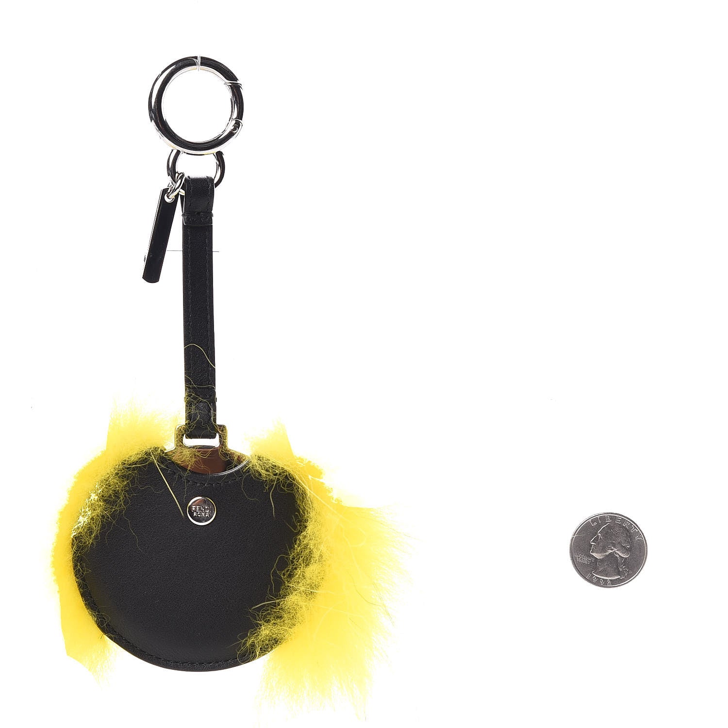 Fendi Fox Mink Fur Mirror Monster Bag Bug Charm Black Yellow 2 of 3