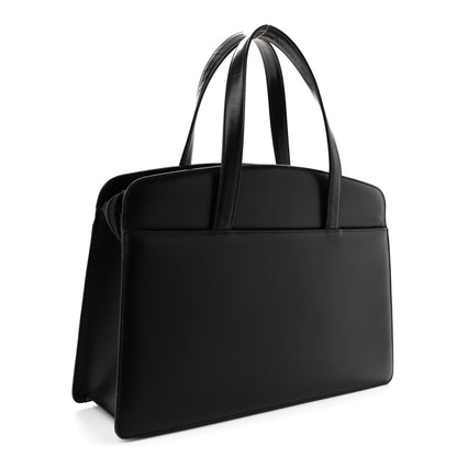 Burberry Glazed Calfskin House Check Briefcase Black 3 of 10