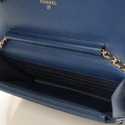 Chanel Caviar Quilted Boy Wallet On Chain WOC Dark Blue 5 of 9