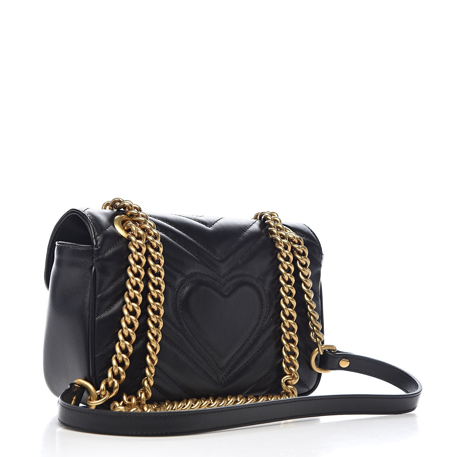 Gucci Calfskin Matelasse Mini GG Marmont Shoulder Bag Black 3 of 10