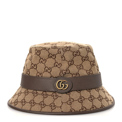 Gucci Monogram Textured Dollar Calfskin GG Jago Bucket Hat S Cacao Beige 3 of 11