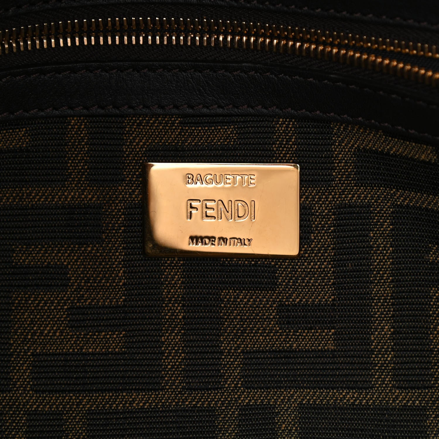 Fendi Fabric Jacquard FF 1974 Medium Baguette Tobacco Moro Black 6 of 8