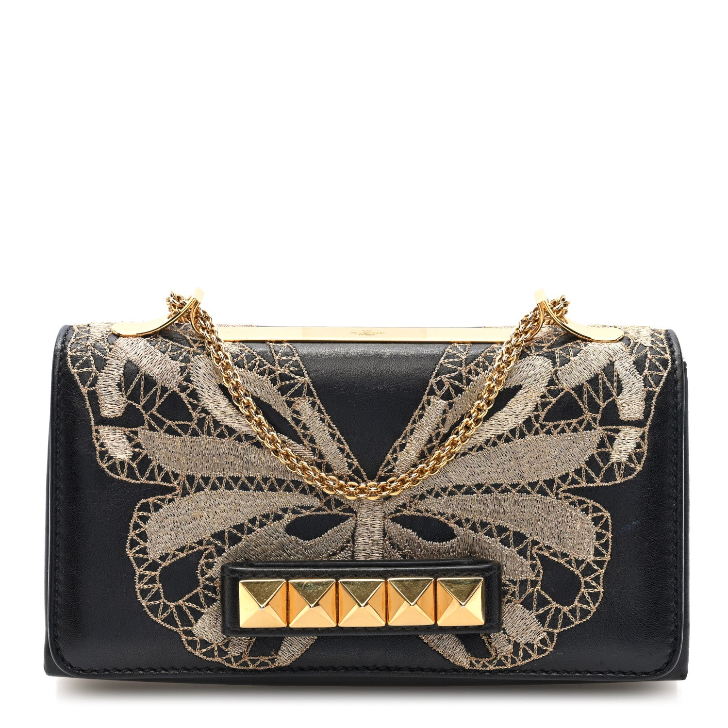 Valentino Garavani Nappa Lace Va Va Voom Butterfly Shoulder Bag Black 1 of 9