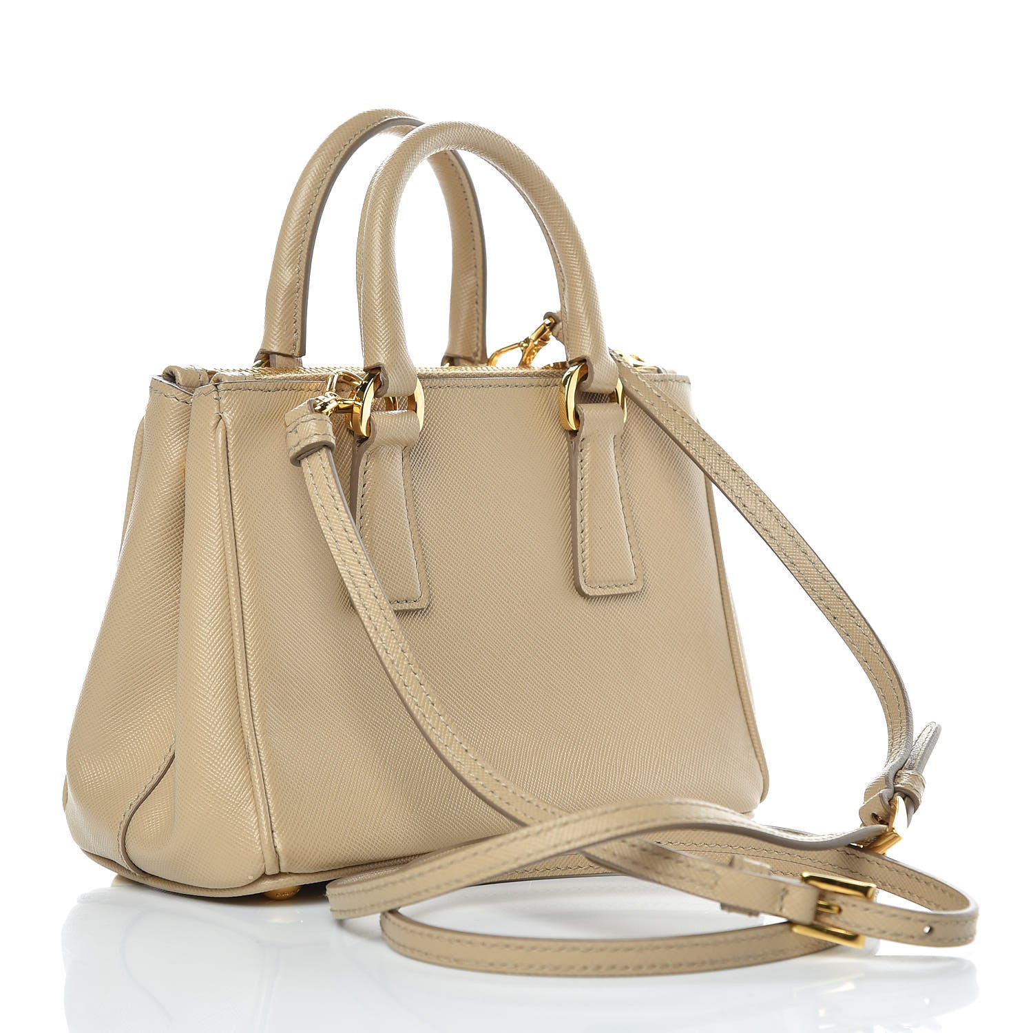 Prada Saffiano Lux Micro Galleria Double Zip Tote Sabbia 3 of 9