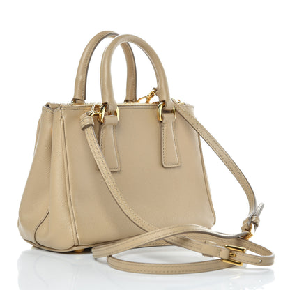 Prada Saffiano Lux Micro Galleria Double Zip Tote Sabbia 3 of 9