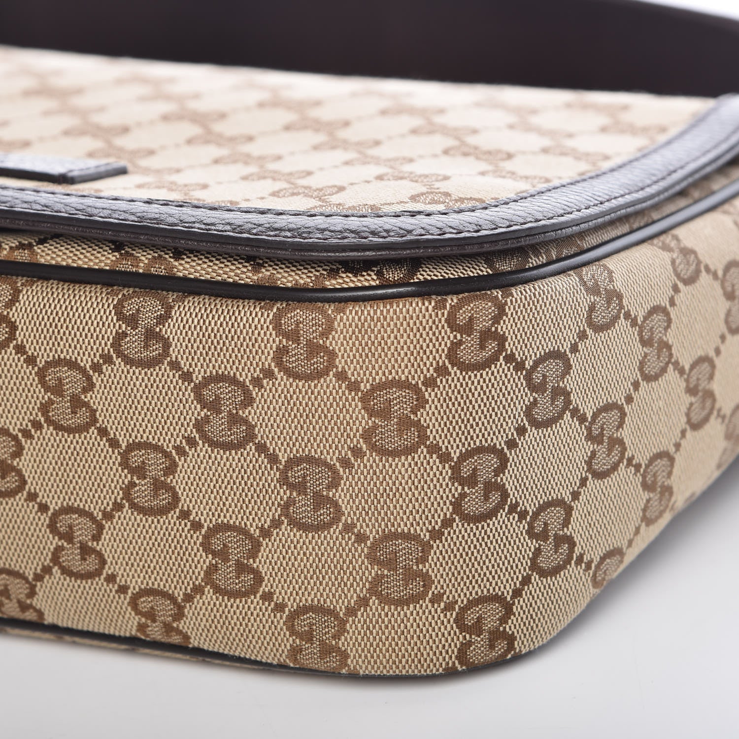 Gucci Monogram Flap Messenger Bag Beige Dark Brown 10 of 10