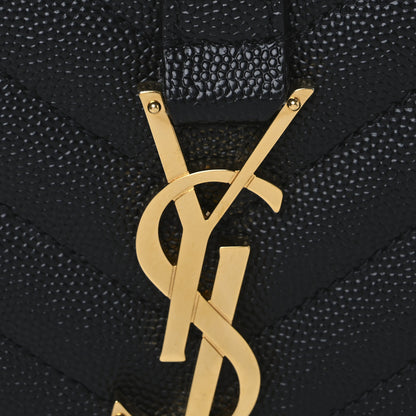 Saint Laurent Grain De Poudre Textured Mixed Matelasse Triquilt Small Monogram Satchel Black 7 of 9