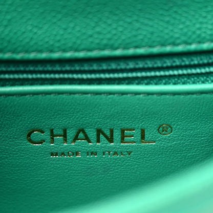 Chanel Caviar Quilted Sweetheart Flap Green 6 of 10