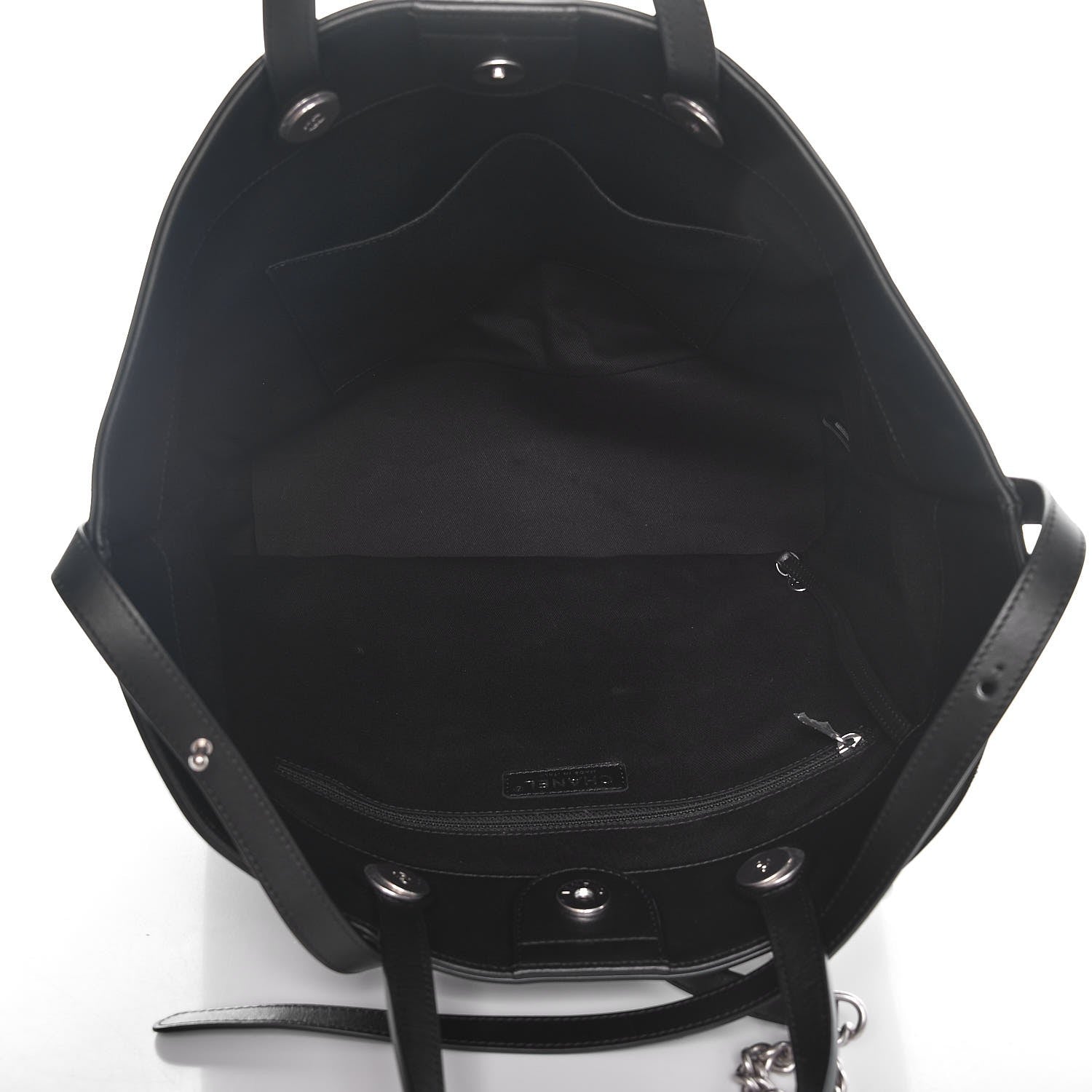 Chanel Calfskin Large Coco Eyelets Shopping Tote Black 6 of 9