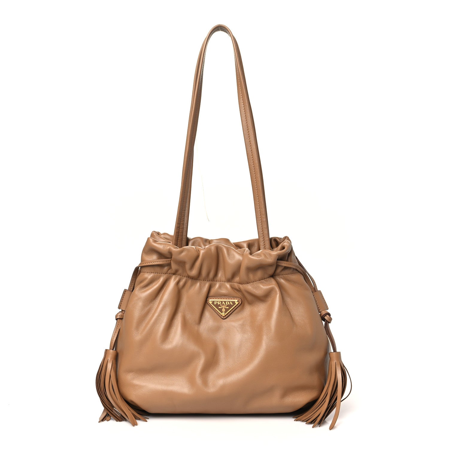 バッグ Vintage PRADA DrawstringBag Khaki Brown Prada Nappa Drawstring Tote Caramel 1681034 – FASHIONPHILE