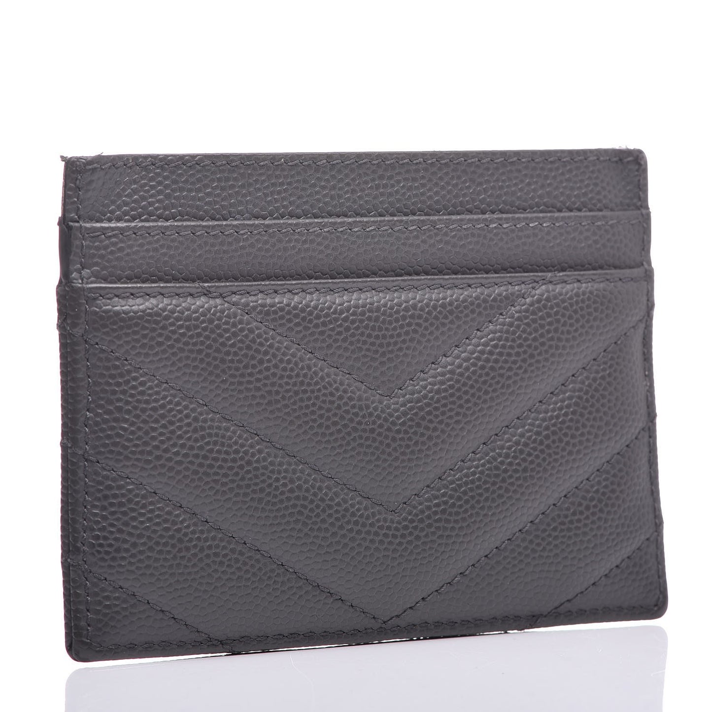Grain De Poudre Matelasse Chevron Monogram Credit Card Case Coal