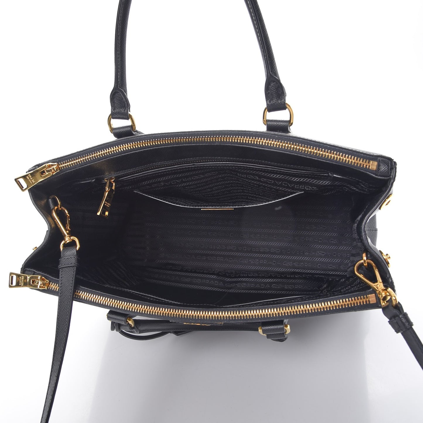 Saffiano Medium Galleria Double Zip Tote Black