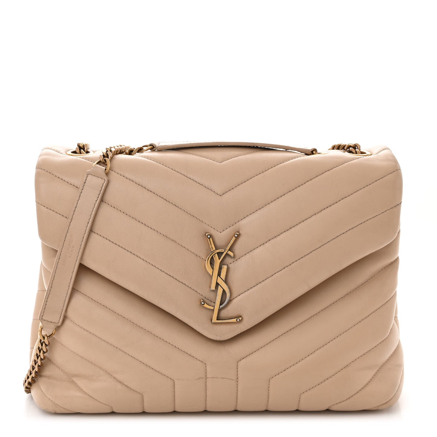 Calfskin Y Quilted Monogram Medium Loulou Chain Satchel Dark Beige