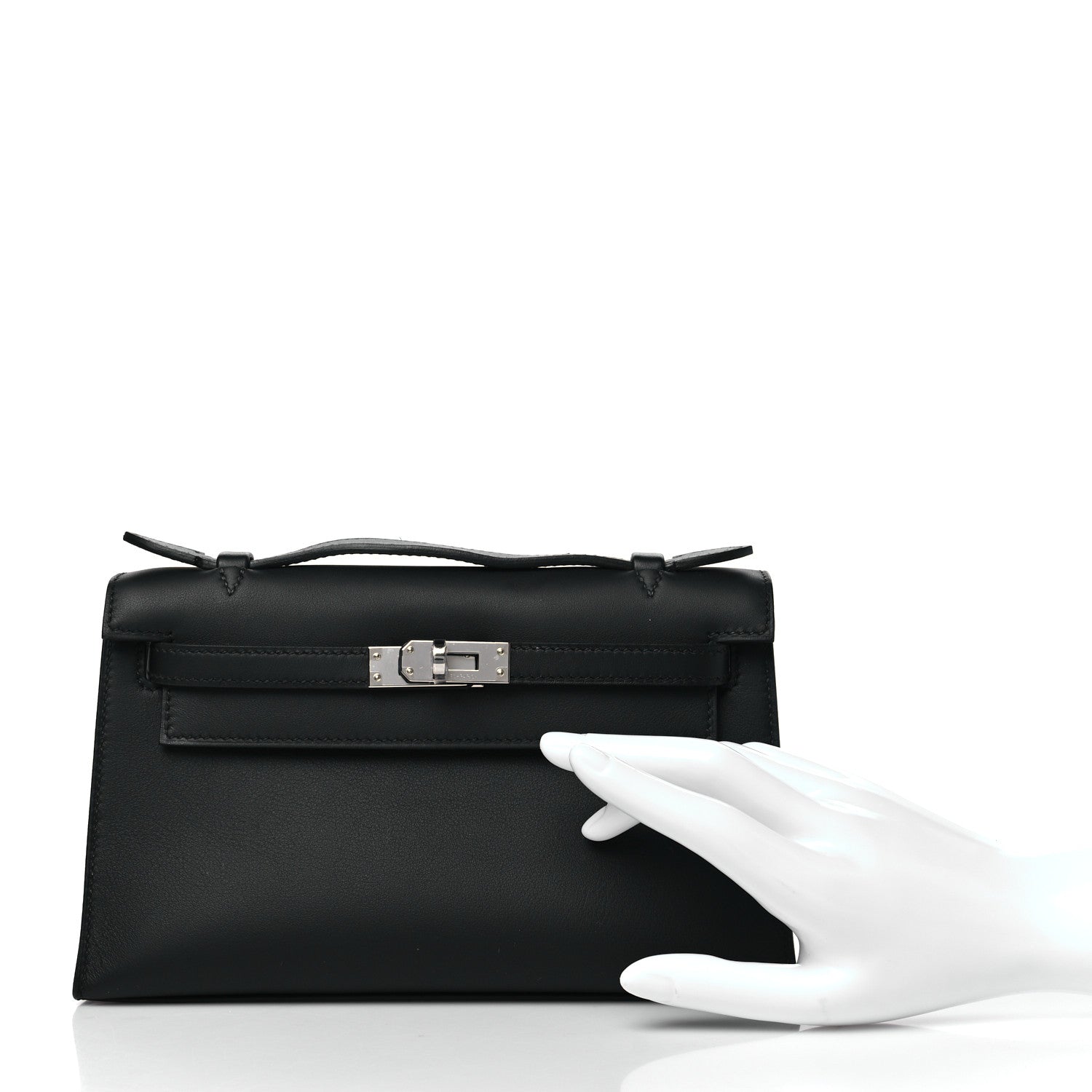 Hermes Swift Kelly Pochette Clutch Black 2 of 11