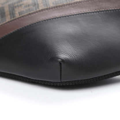Fendi Glazed Fabric Vitello Liberty FF 1974 Diagonal Belt Bag Tobacco Moresco Black 10 of 12