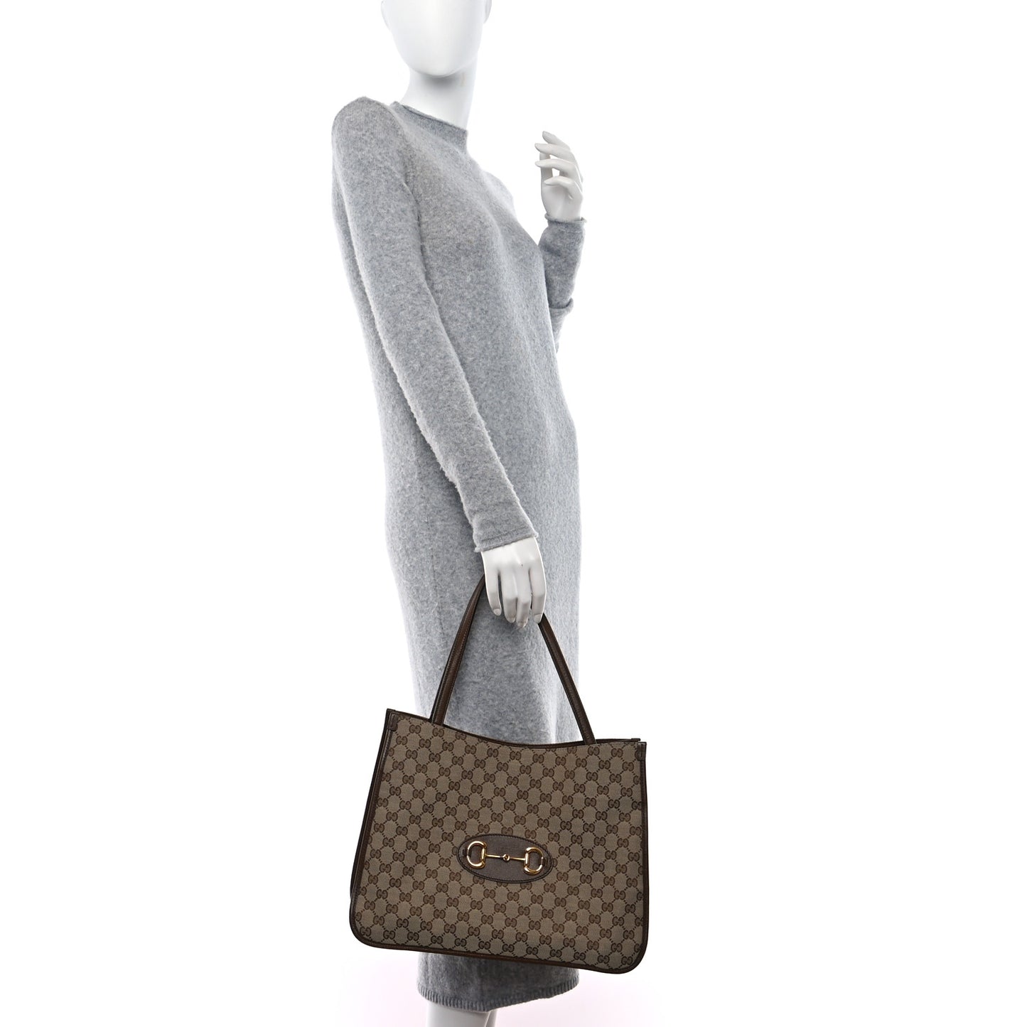Monogram Horsebit 1955 Tote Bag Beige Brown Sugar