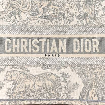 Christian Dior Canvas Embroidered Medium Dioriviera Toile De Jouy Book Tote Gray 8 of 13