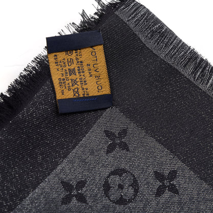 Louis Vuitton Silk Wool Monogram Denim Shawl Black 4 of 4