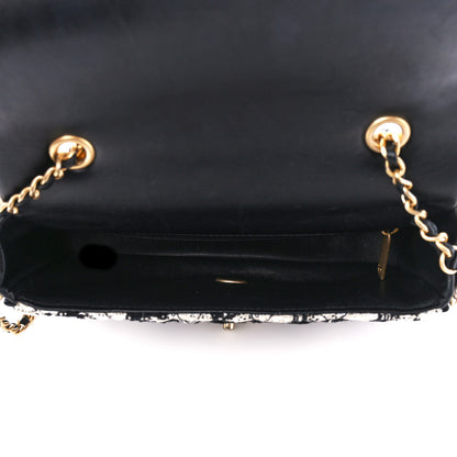 Chanel Tweed Quilted Mini Side Pearl Flap Bag Black Ecru White 5 of 11