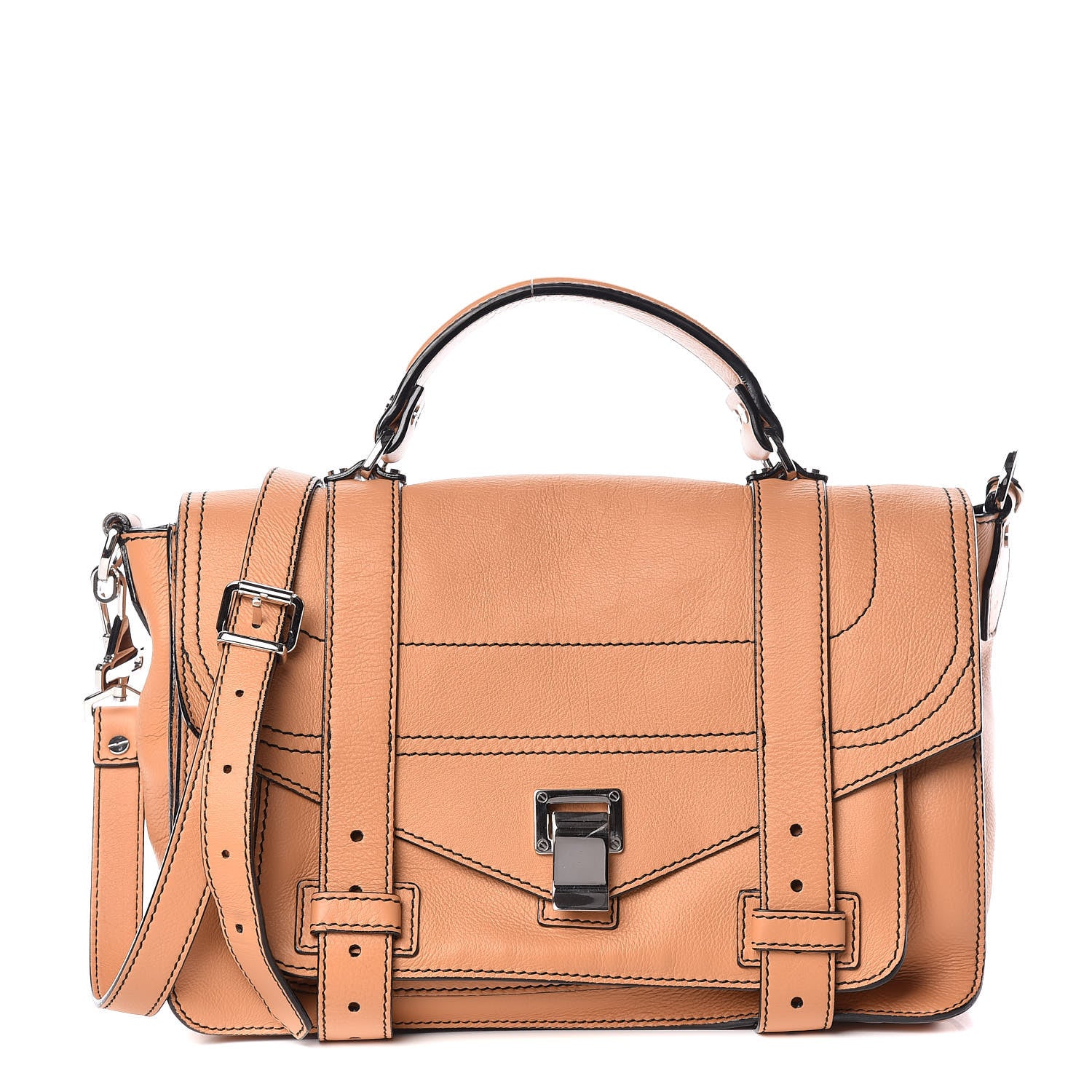 Proenza Schouler Grained Calfskin Medium Contrast Stitch PS1 Satchel Amber Orange 1 of 17
