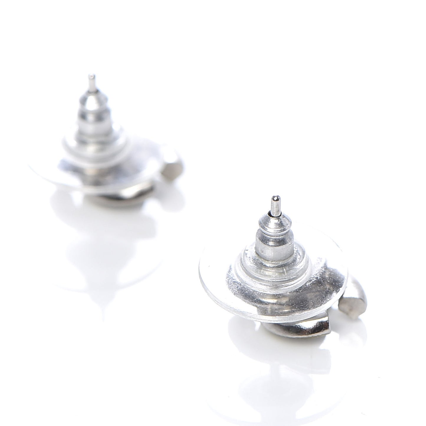 Enamel Crystal CC Earrings Silver