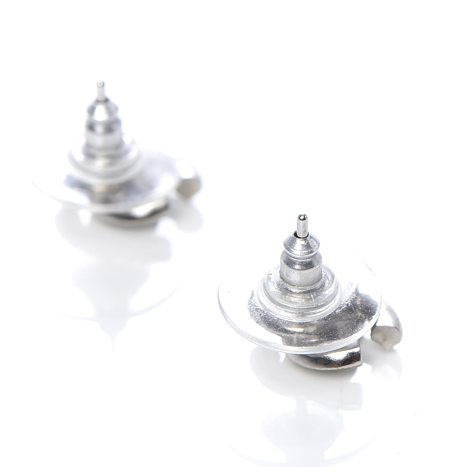 Chanel Enamel Crystal CC Earrings Silver 3 of 4