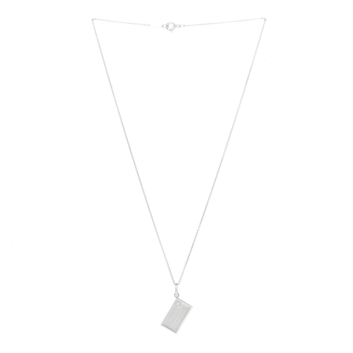 Tiffany Sterling Silver Diamond Envelope Pendant Necklace 3 of 6