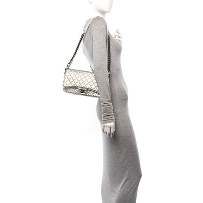 Chanel Metallic Calfskin Quilted Small Chain Detail Flap Silver 2 of 10