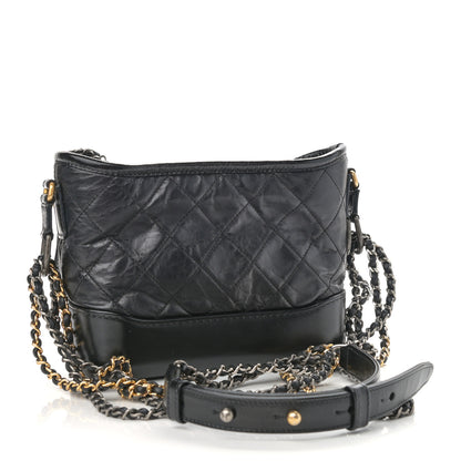 Chanel Aged Calfskin Quilted Small Gabrielle Hobo Black 3 of 13