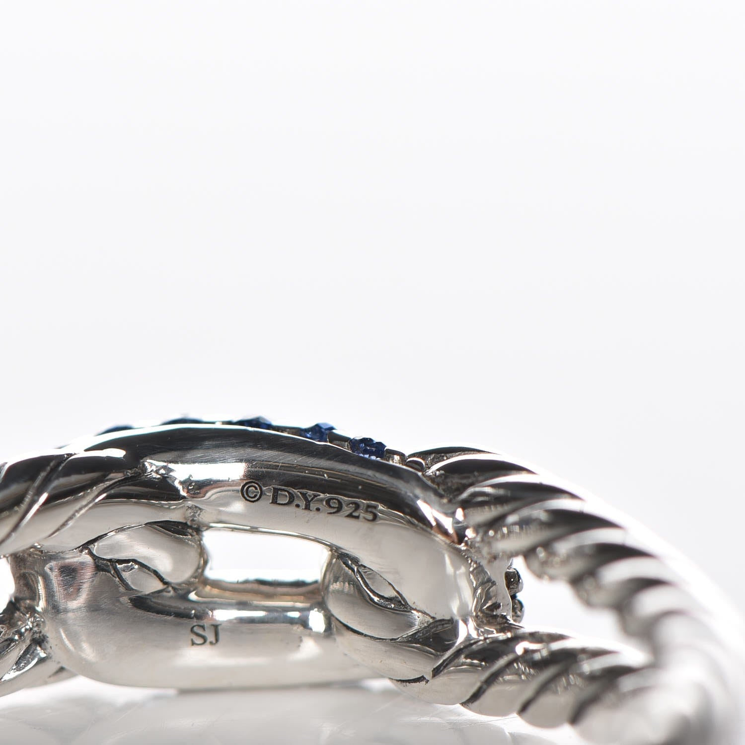 David Yurman Sterling Silver Blue Sapphire Petite Pave Loop Ring 58 8.5 5 of 5