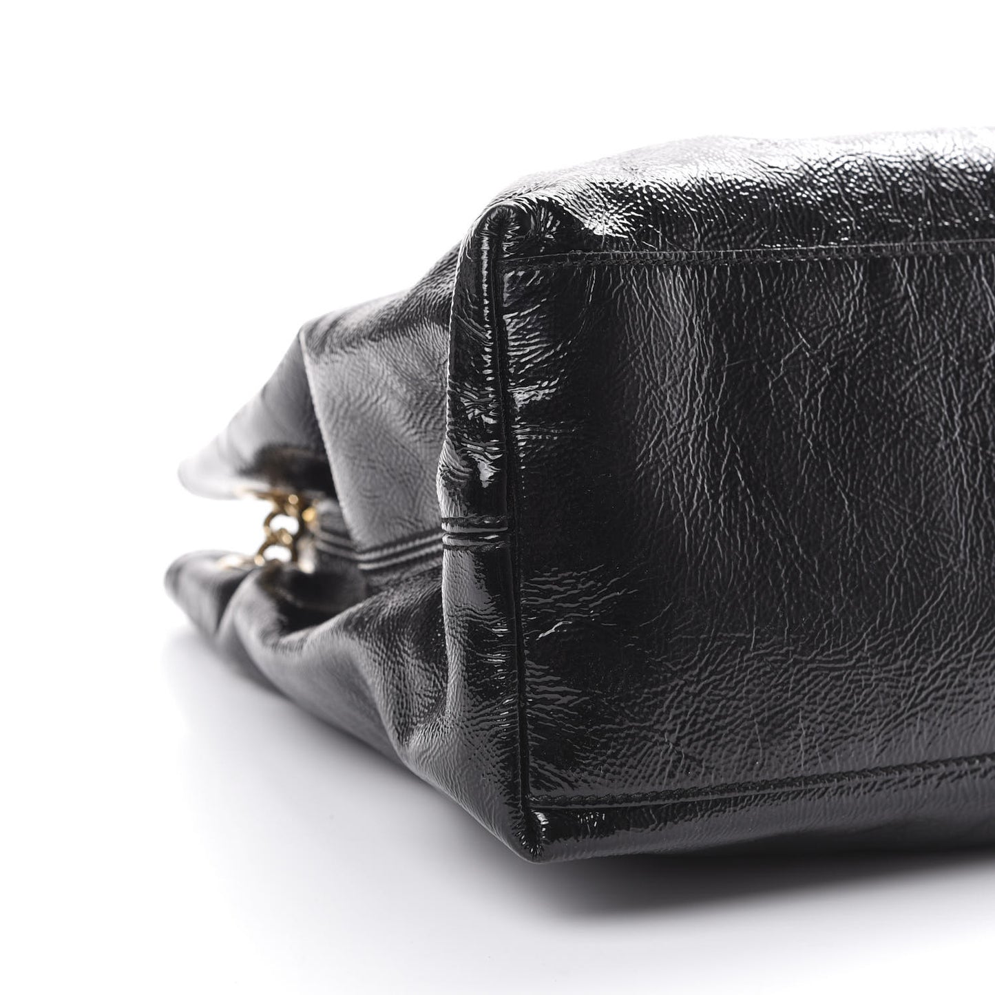 Patent Medium Soho Chain Shoulder Bag Black