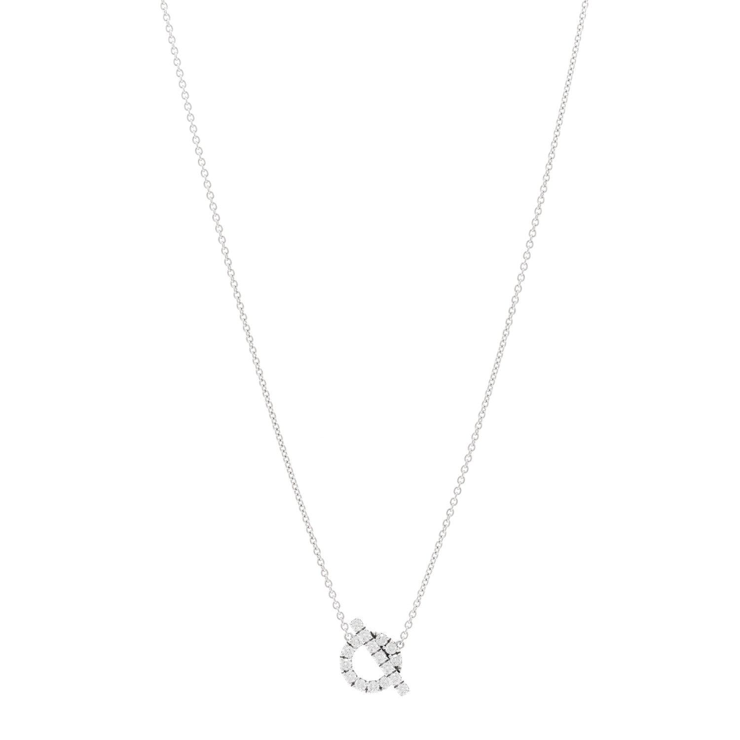 Hermes 18K White Gold Diamond Finesse Pendant Necklace 1 of 6
