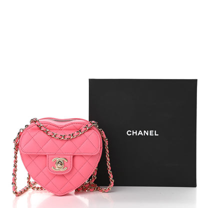 Chanel Lambskin Quilted CC In Love Heart Clutch With Chain Pink 11 of 11