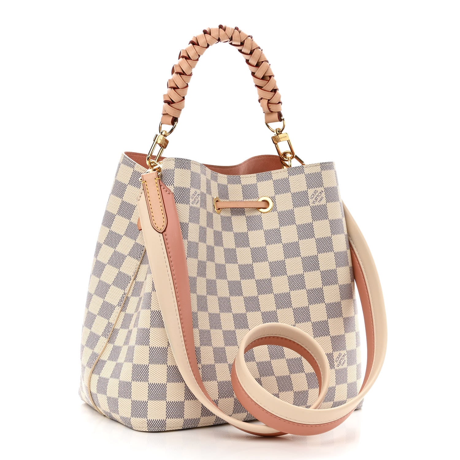 Louis Vuitton Damier Azur Braided Neonoe MM Peach Cream 3 of 11