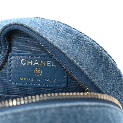 Chanel Denim Quilted Round Pearl Crush Clutch With Chain Blue 7 of 10