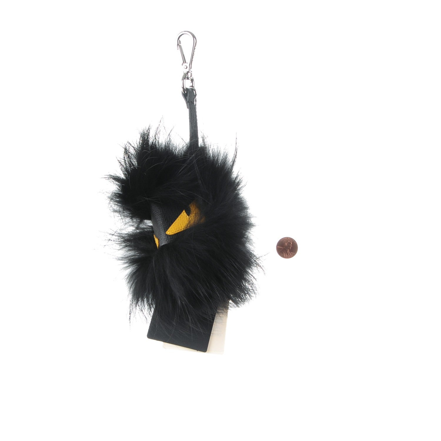 Fendi Vitello Elite Fox Fur Fusto Monster Bag Bug Charm Black Yellow 2 of 4