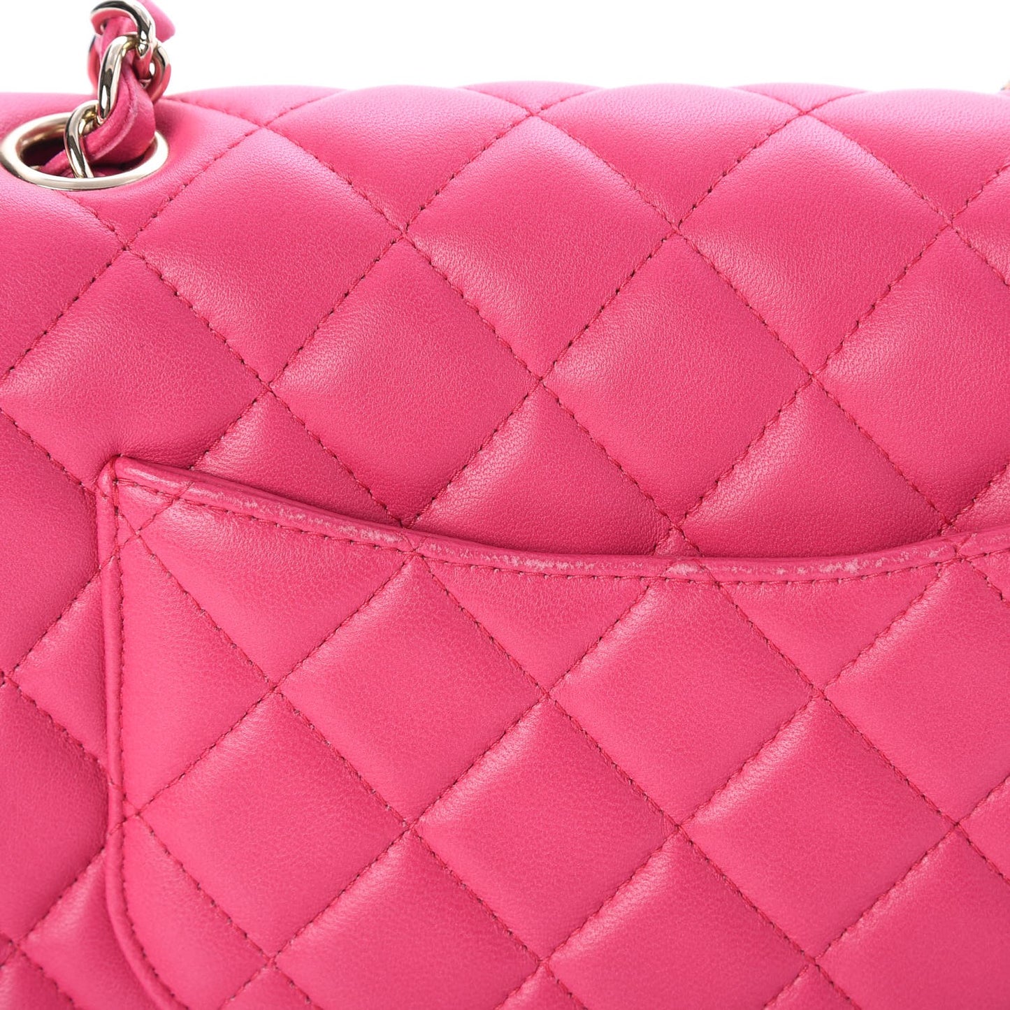 Lambskin Quilted Mini Rectangular Flap Fuchsia