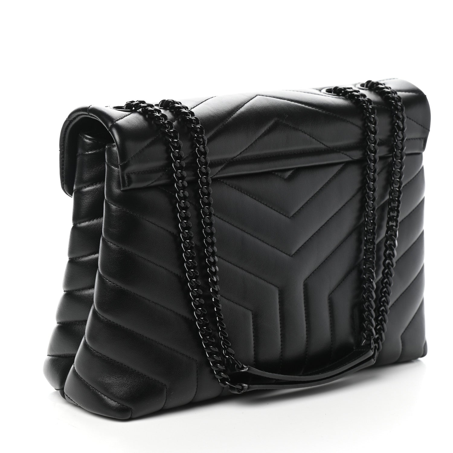 Saint Laurent Calfskin Y Quilted Monogram Medium Loulou Chain Satchel Black 3 of 9