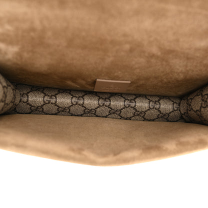 Gucci GG Supreme Monogram Suede Crystal Small Dionysus Shoulder Bag Beige Ebony Taupe 5 of 12