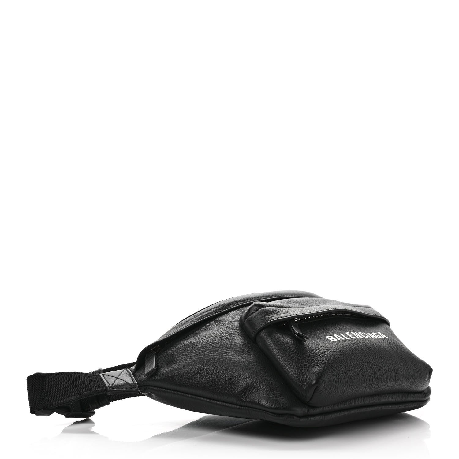 Balenciaga Smooth Calfskin Logo Large Everyday Beltpack Black White 3 of 12