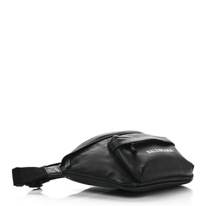 Balenciaga Smooth Calfskin Logo Large Everyday Beltpack Black White 3 of 12