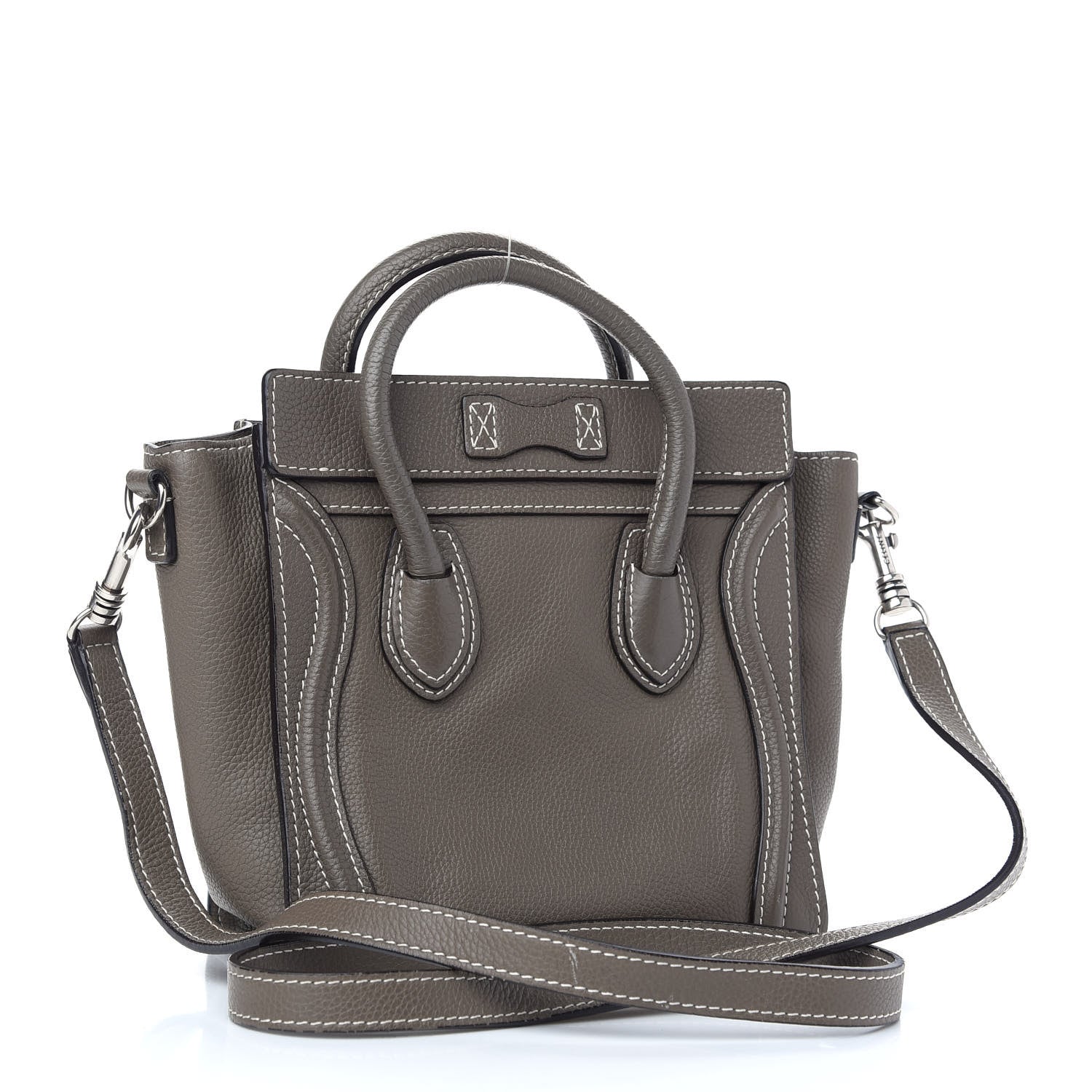 Celine Drummed Calfskin Nano Luggage Souris 3 of 8