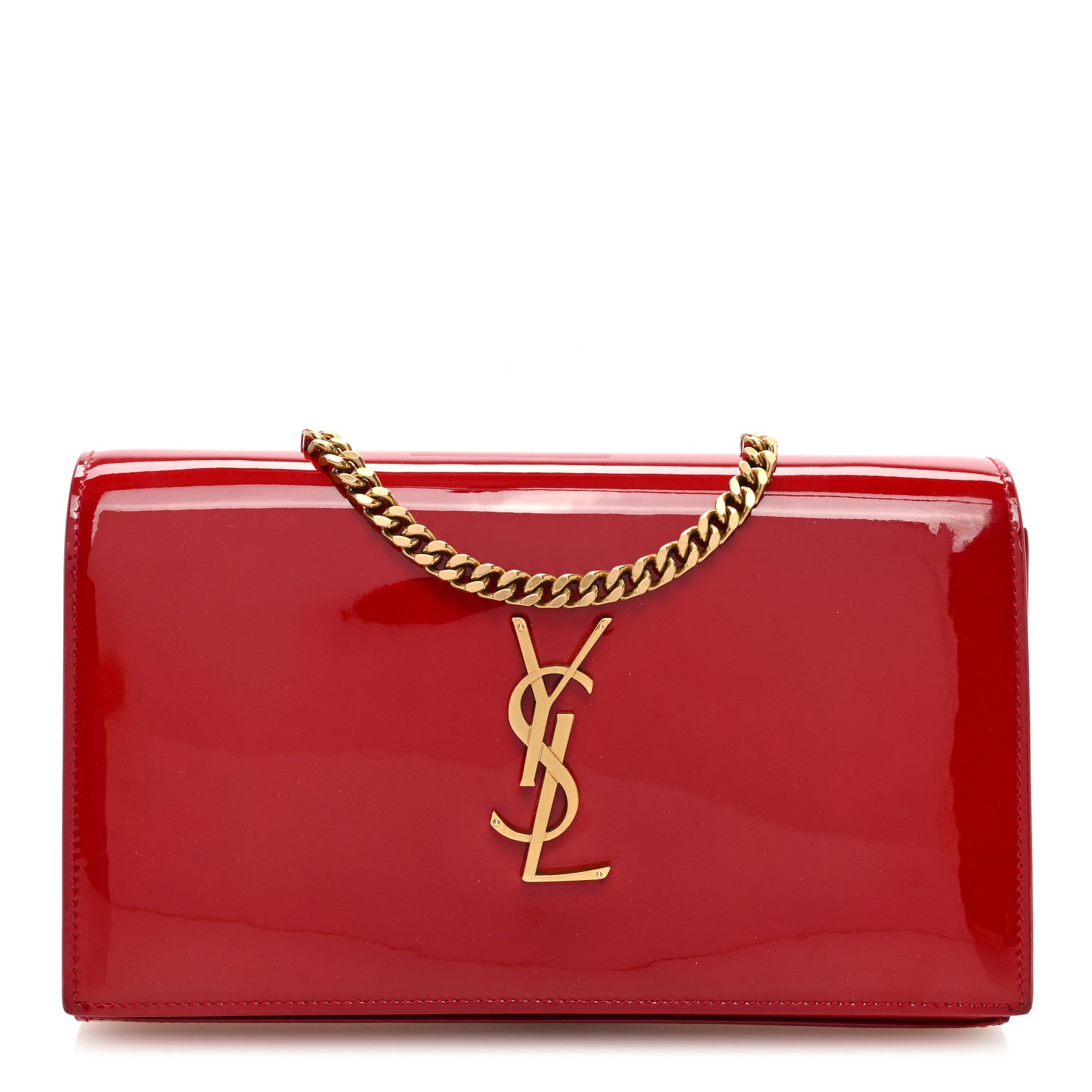 Saint Laurent Patent Calfskin Monogram Kate Wallet On Chain Rouge Eros 1 of 9